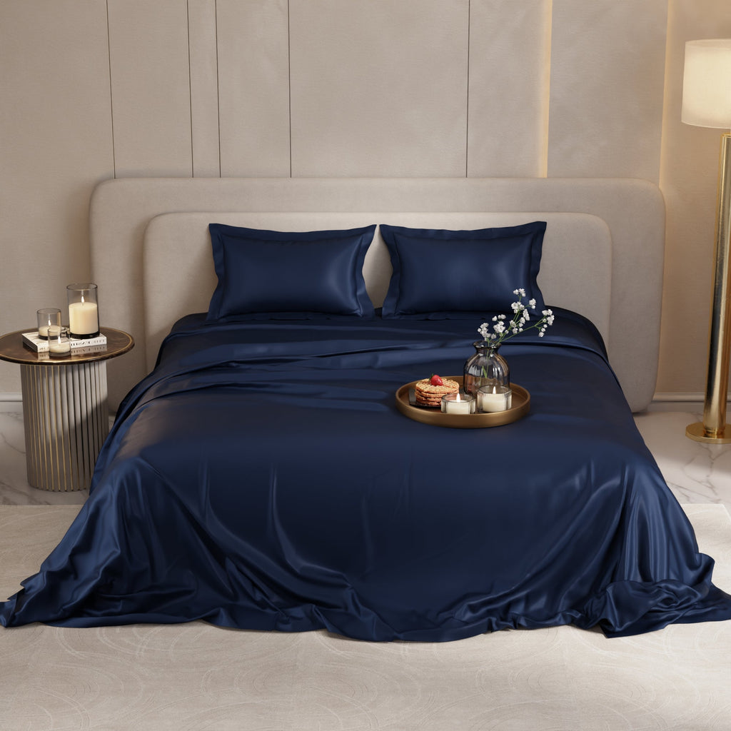 Mystique Blue Flat Bedsheet Set