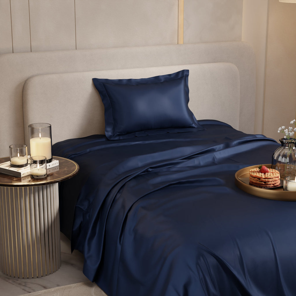 Mystique Blue Flat Bedsheet Set