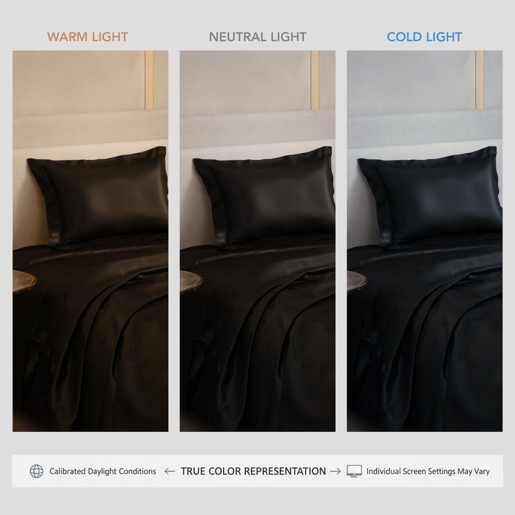 Midnight Black Flat Bedsheet Set