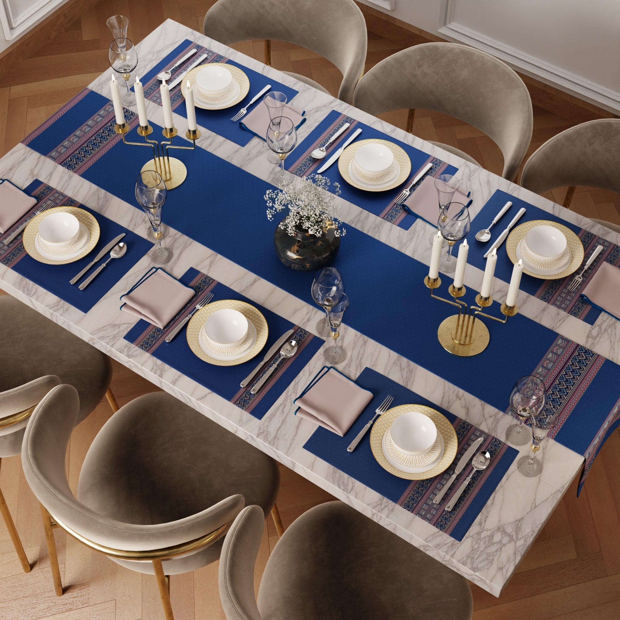 Royal Blue Feast Table Linen Set