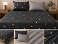 Space-Themed Galaxy Bedding Set with Rocket and Planet Patterns
