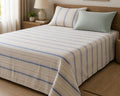 Coastal Breeze Blue and Cream Striped Bedsheet Set