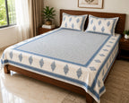 Elegant Indian Hand-Block Floral Patterned Bedding