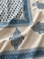 Elegant Indian Hand-Block Floral Patterned Bedding