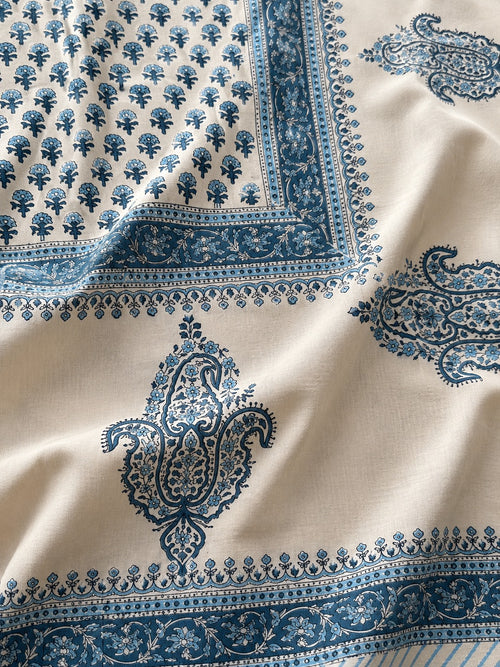Elegant Indian Hand-Block Floral Patterned Bedding