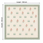 Sage Green Border Buta Print King Size Bedsheet