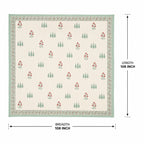 Sage Green Border Buta Print King Size Bedsheet