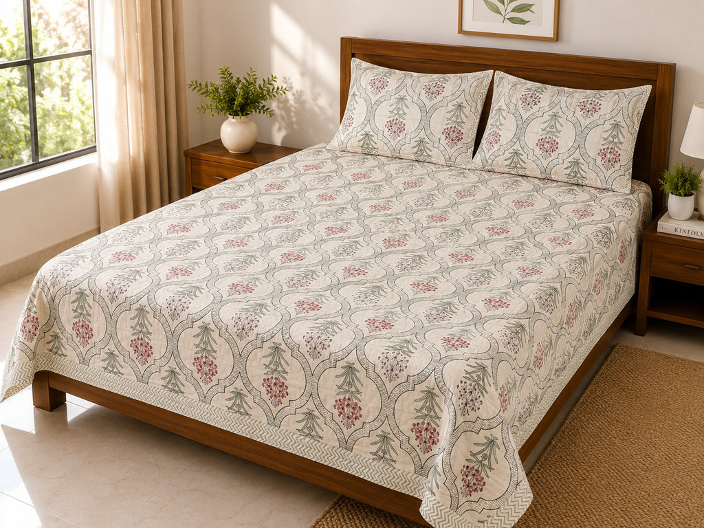 Jaipuri Hand Block Print Pure Cotton Bedsheet Set