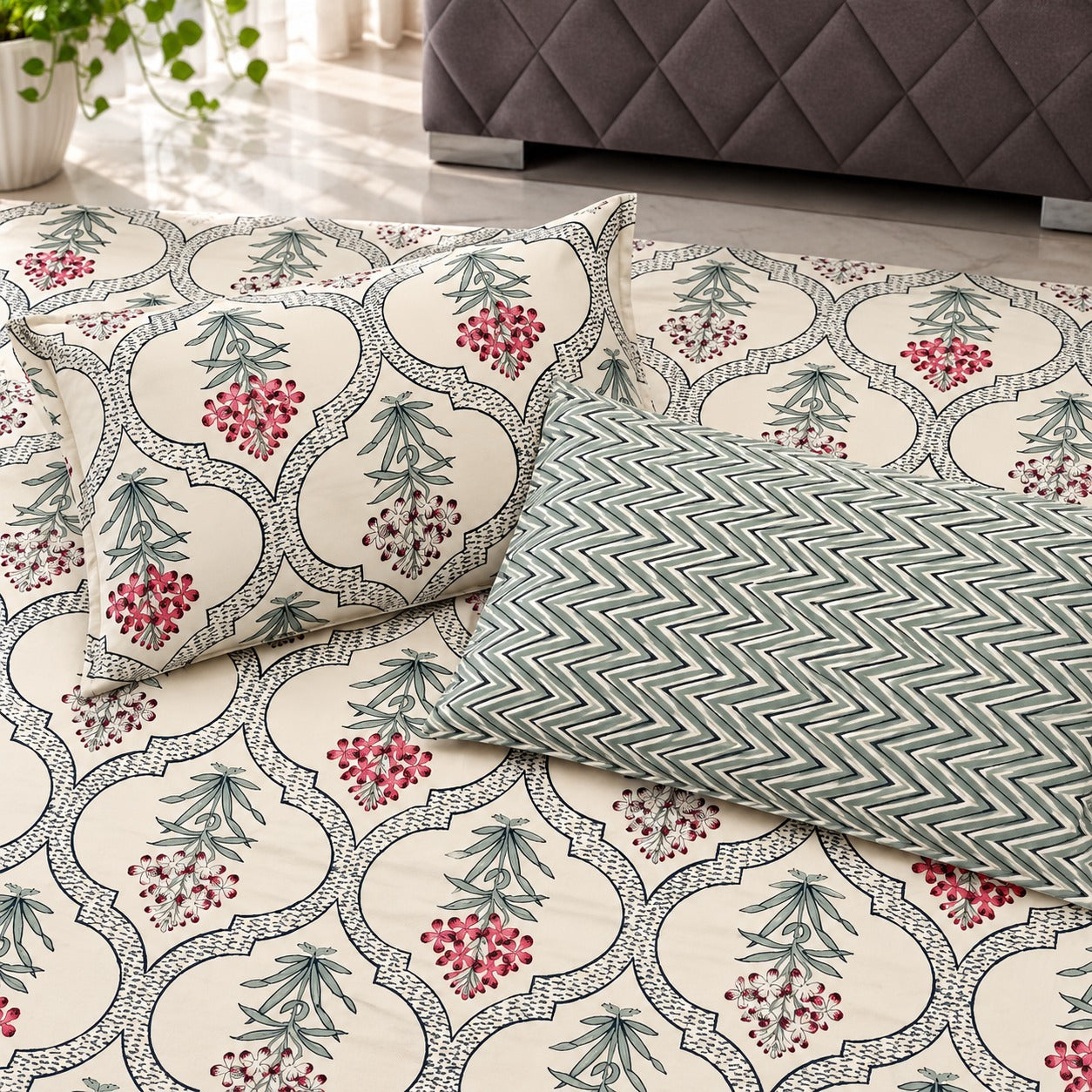Jaipuri Hand Block Print Pure Cotton Bedsheet Set
